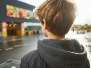 boy outside supermarket ai